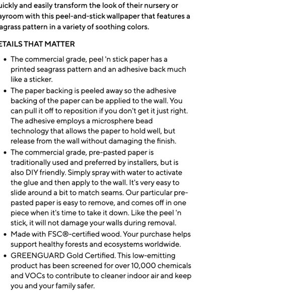 Pottery Barn Kids Seagrass Peel & Stick Wallpaper Grey - Discontinued color - Picture 3 of 9